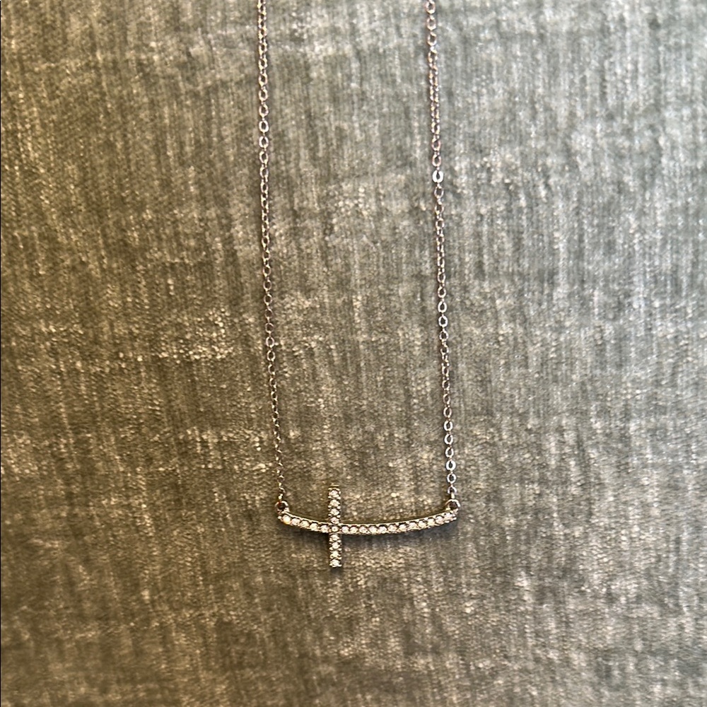 Silver CZ Cross Necklace